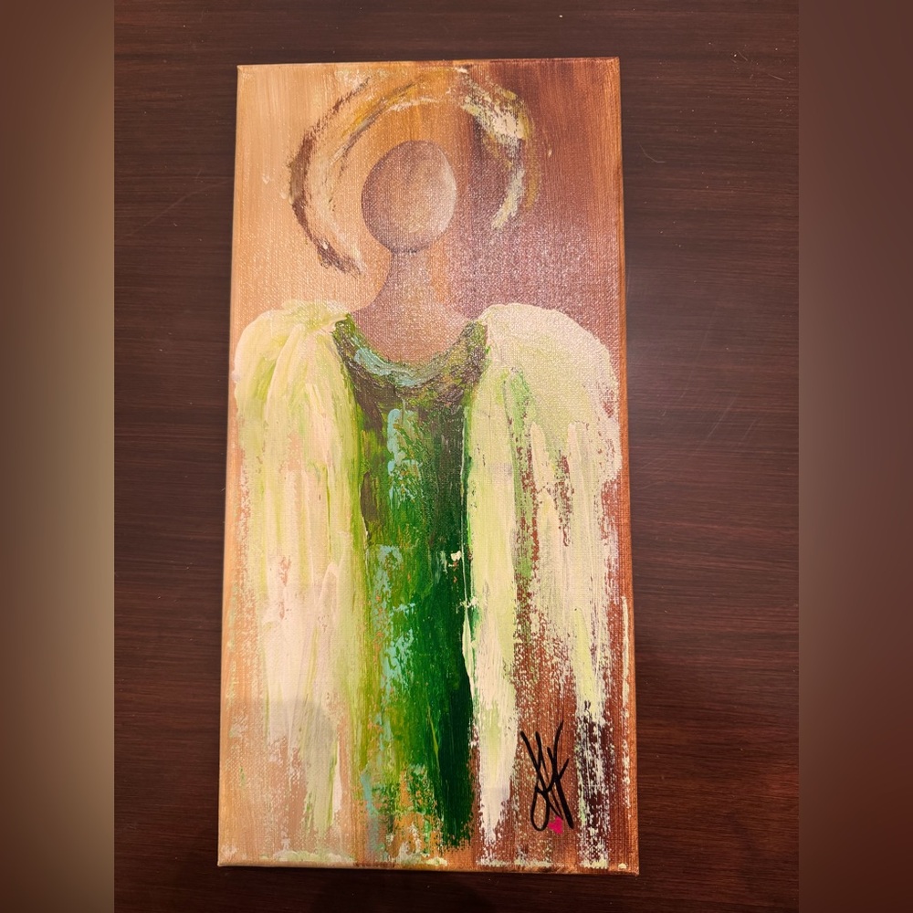 Canvas Art Original Angel in Green & Brown Tones